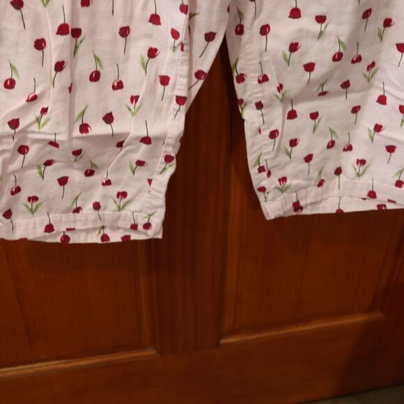 Lord & Taylor Pink Green Rose Print Pajama Sleepwear Set Women’s Lounge Intimate - Picture 10 of 13